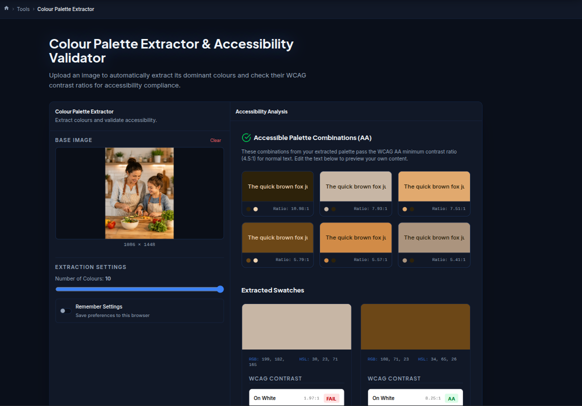 Colour Palette Extractor & Accessibility Validator