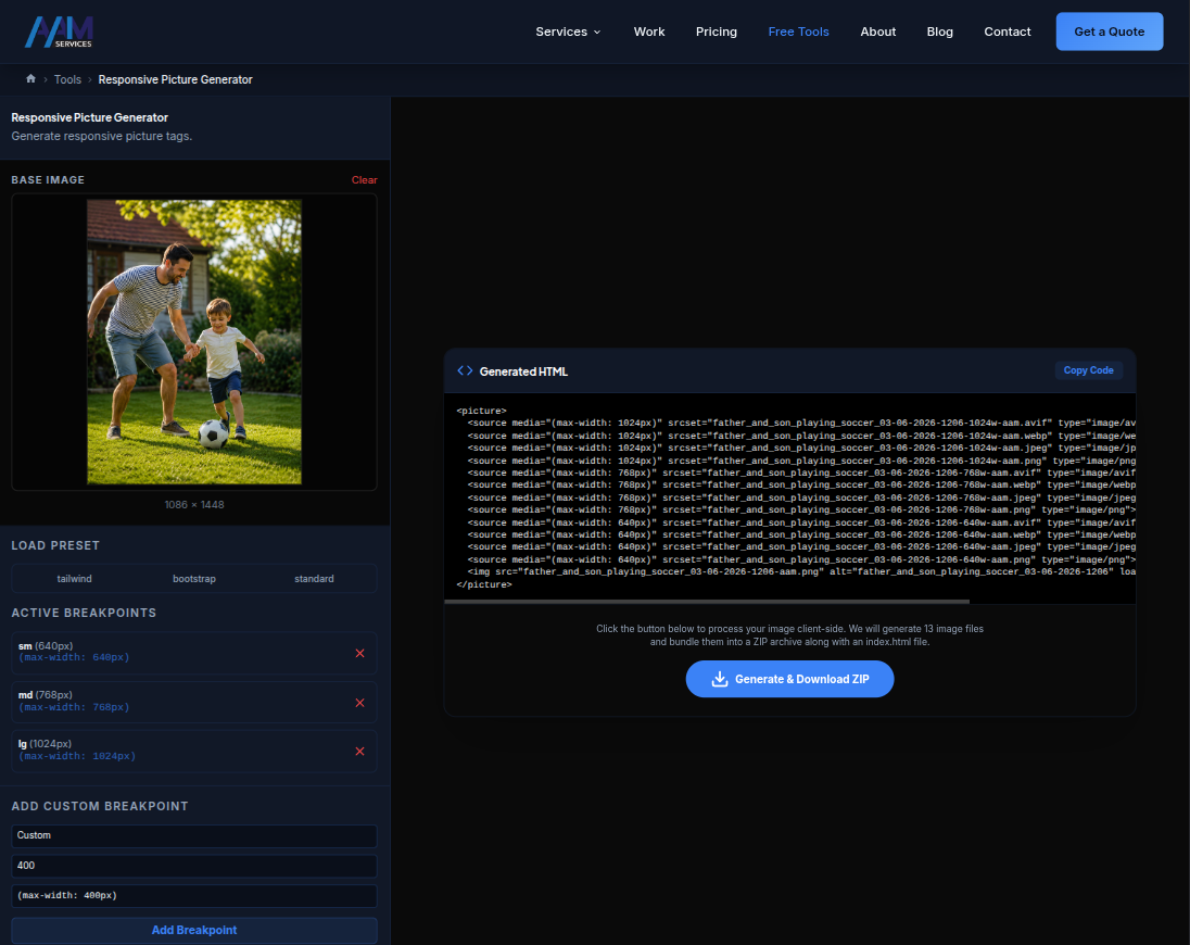 Free Responsive Picture Generator Web App